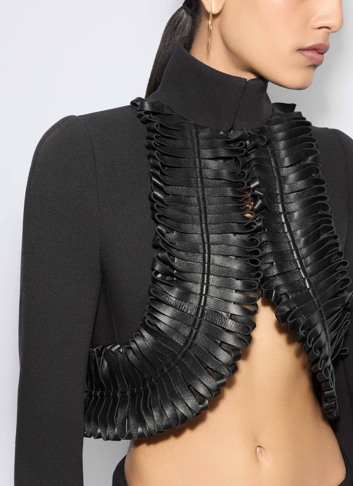 WOOL TRIMMED JACKET ALAÏA BLACK WOOL TRIMMED JACKET
